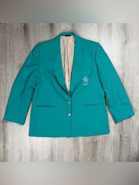 Cambridge Vintage 1988 Calgary Winter Olympics Official Teal Blazer Jacket